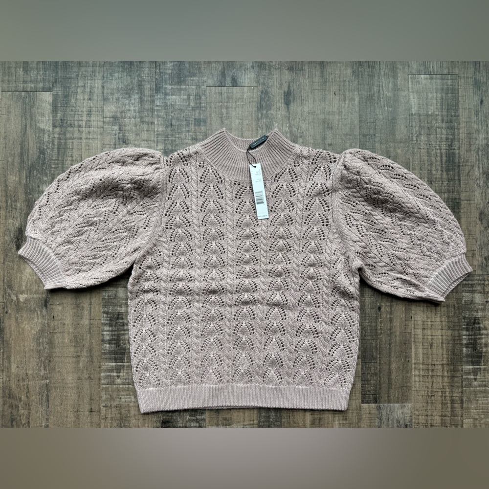 Women's Lace Knit Sweater - Pink